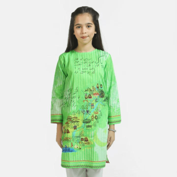 Pakistan Independence Day Green Kurti For Girl Harmaalwala