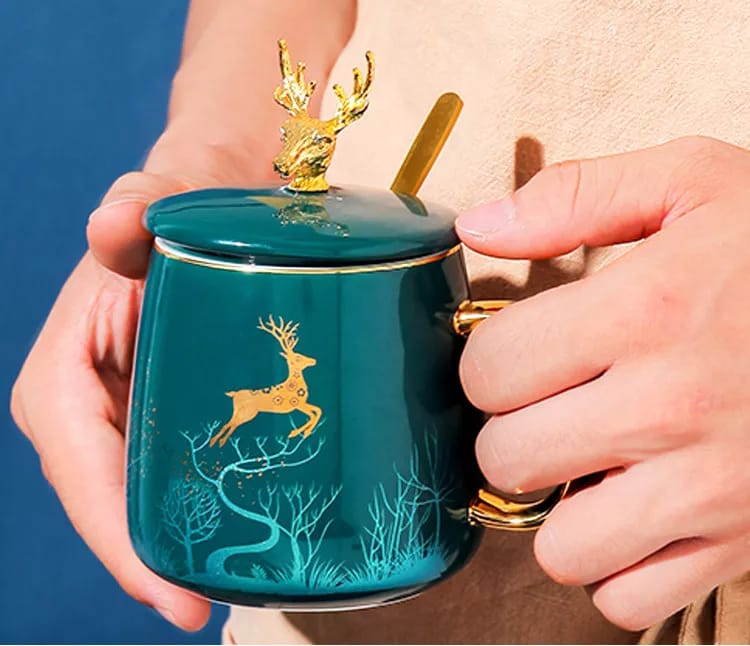 Buy New Deer Ceramic Coffee Mug with Lid
