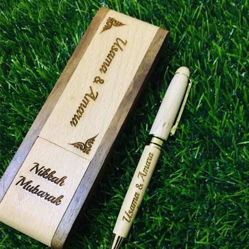 Customized Wooden Pen Engraved Name With Stand
