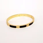 Balck Design Stainless Steel Golden Bracelet