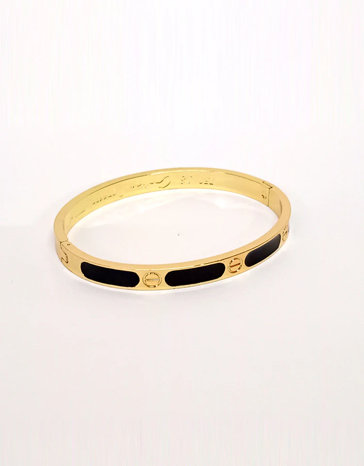 Black Design Stainless Steel Golden Bracelet