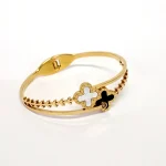 Black & White Design Stainless Steel Bracelet – Golden