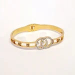 GUCCI Pearl Design Stainless Steel Golden Bracelet