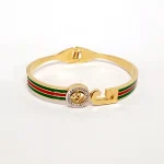 GUCCI Red and Green Design Stainless Steel Golden Bracelet
