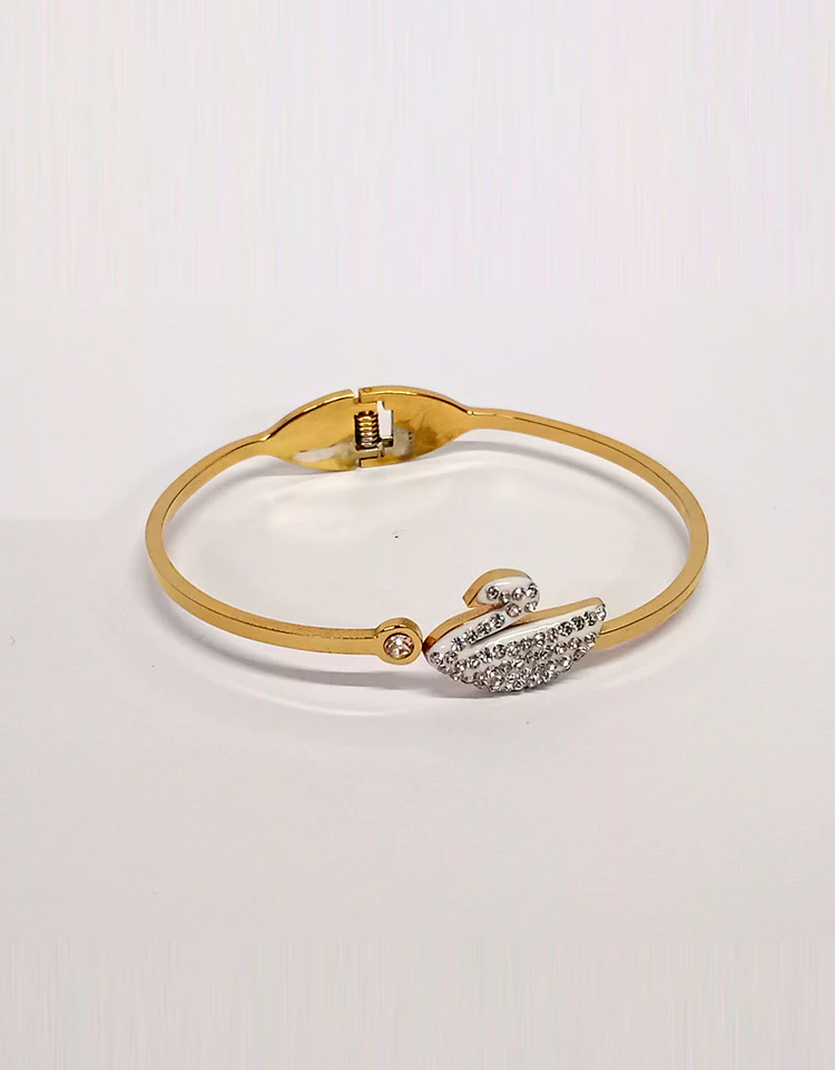 HarmaalWala Golden Swan Design Stainless Steel Bracelet