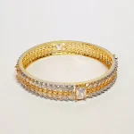 Silver Pearl Golden Bangles Set